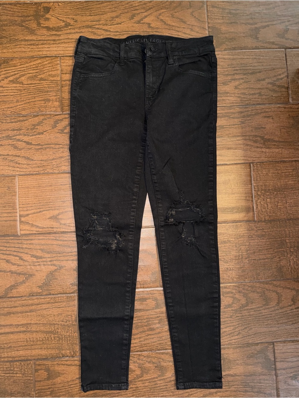 American Eagle Outfitters Black Distressed Skinny Jeggings